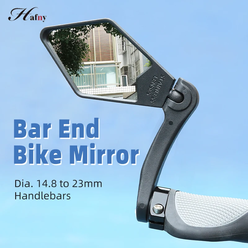 Hafny Original Bicycle Handlebar End Mirrors Rotatable Road Bike Rear View Mirror MTB Cycling Steel Lens Blind Spot Safe Mirror