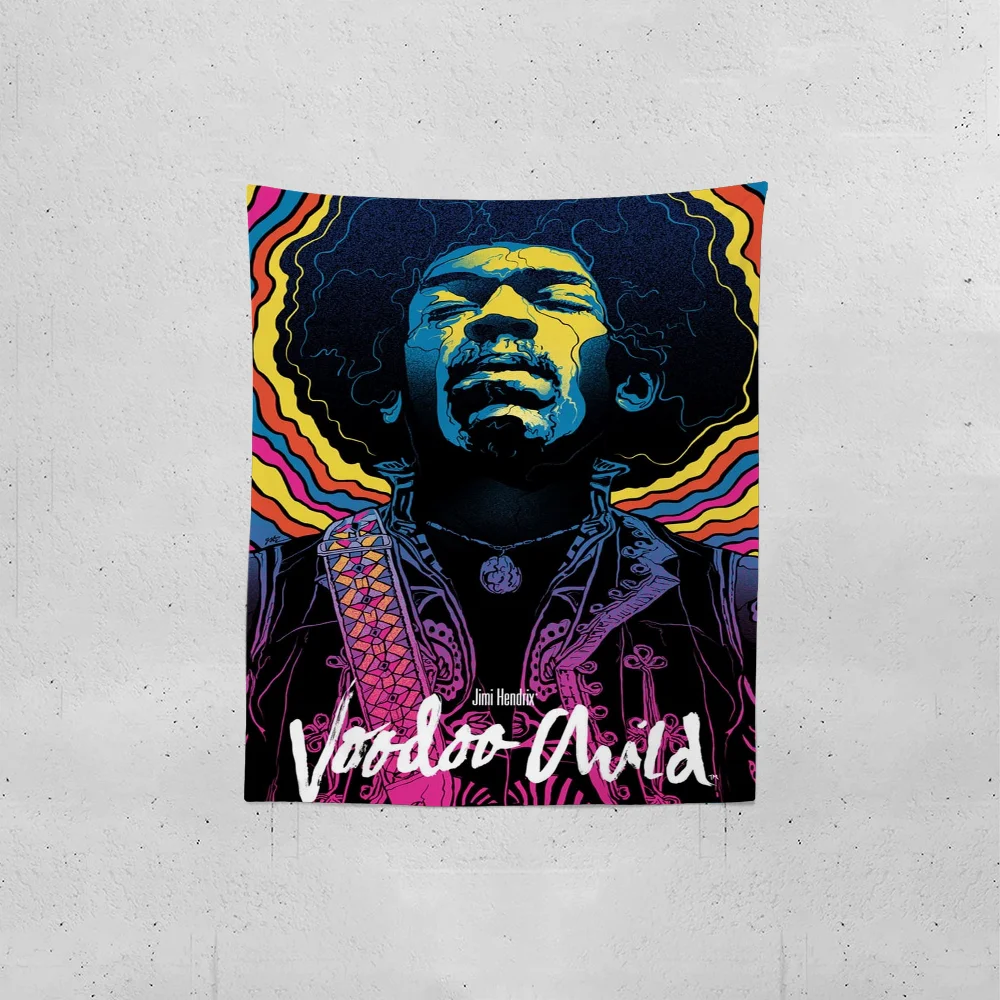 Jimi H-Hendrix Live on Stage Tapestry Creative Pattern Photo Living Room Wall Art Tapestry Decor Party Outdoor Decorate Banners