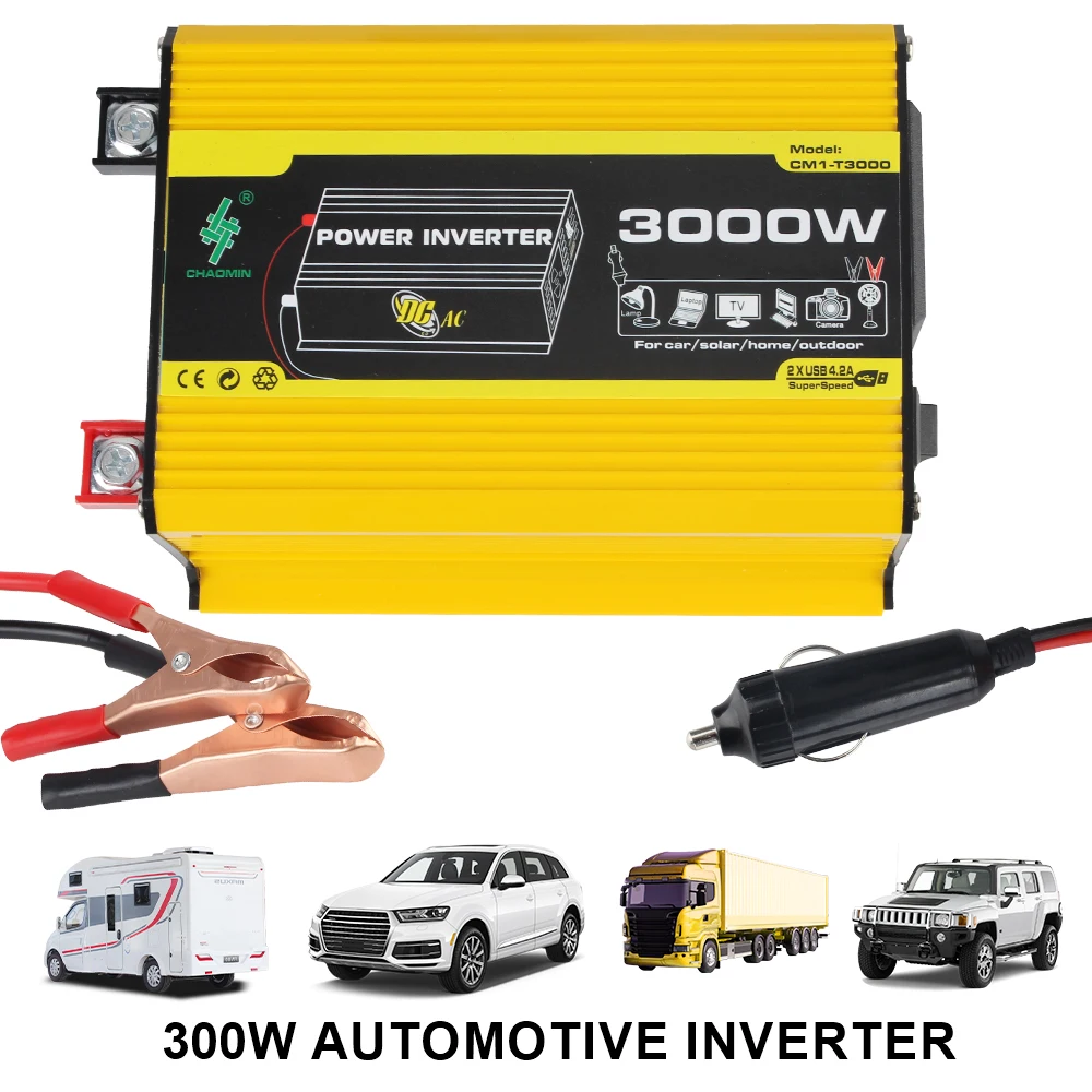 Car Inverter 4.2A USB Chargers AC Socket EU Plug 3 Ports Sockets Power Adapter QC 3.0 DC 12V to AC 220V Converter