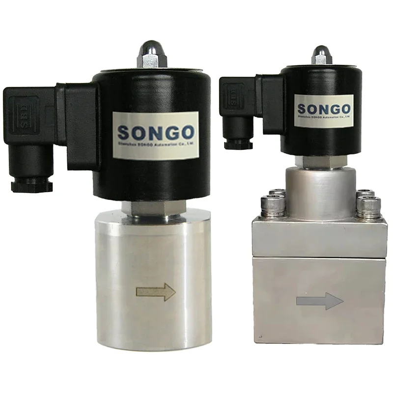 High Pressure 220V ac 300bar 800bar stainless steel 304 Normally Closed open Thread flange welding connection solenoid valve