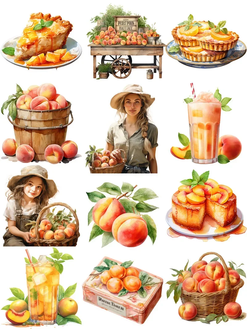 12Pcs/Pack Peach Girl Sticker DIY Craft Scrapbooking Album Junk Journal Decorative Stickers