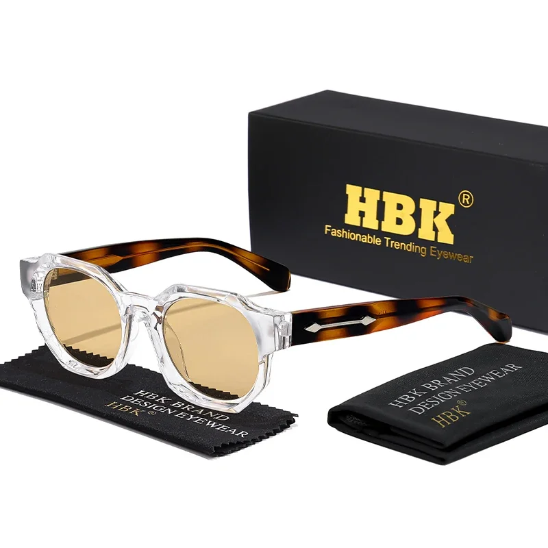 HBK Brands Fashion Sunglasses for Men Luxury Polygon Punk Core Insert Leg Sun Glasses Women Summer Beach Party Ideal Choice