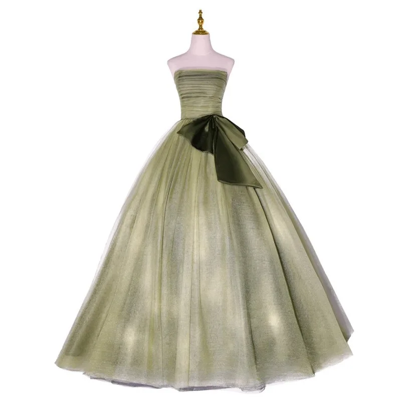 Verde 2024 novo simples quinceanera vestidos sem mangas rendas até festa de formatura elegante vestidos de baile vestido de noite novia