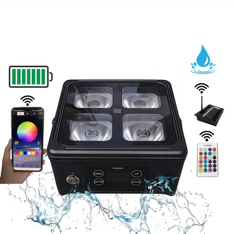 Sunart 4*20W Waterproof RGBWAU 6 in 1 LED Battery Par Light Wireless RC DMX Control With App For DJ Disco Parties Night Clubs