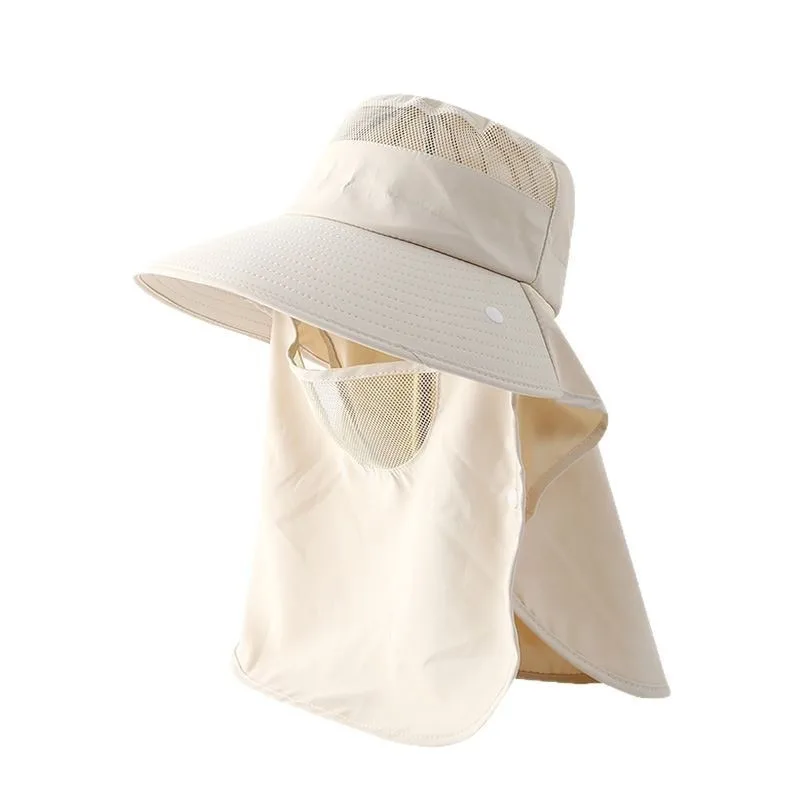Sunscreen hat summer shade bucket hat outdoor mask neck protection integrated large brim sun hat UV protection