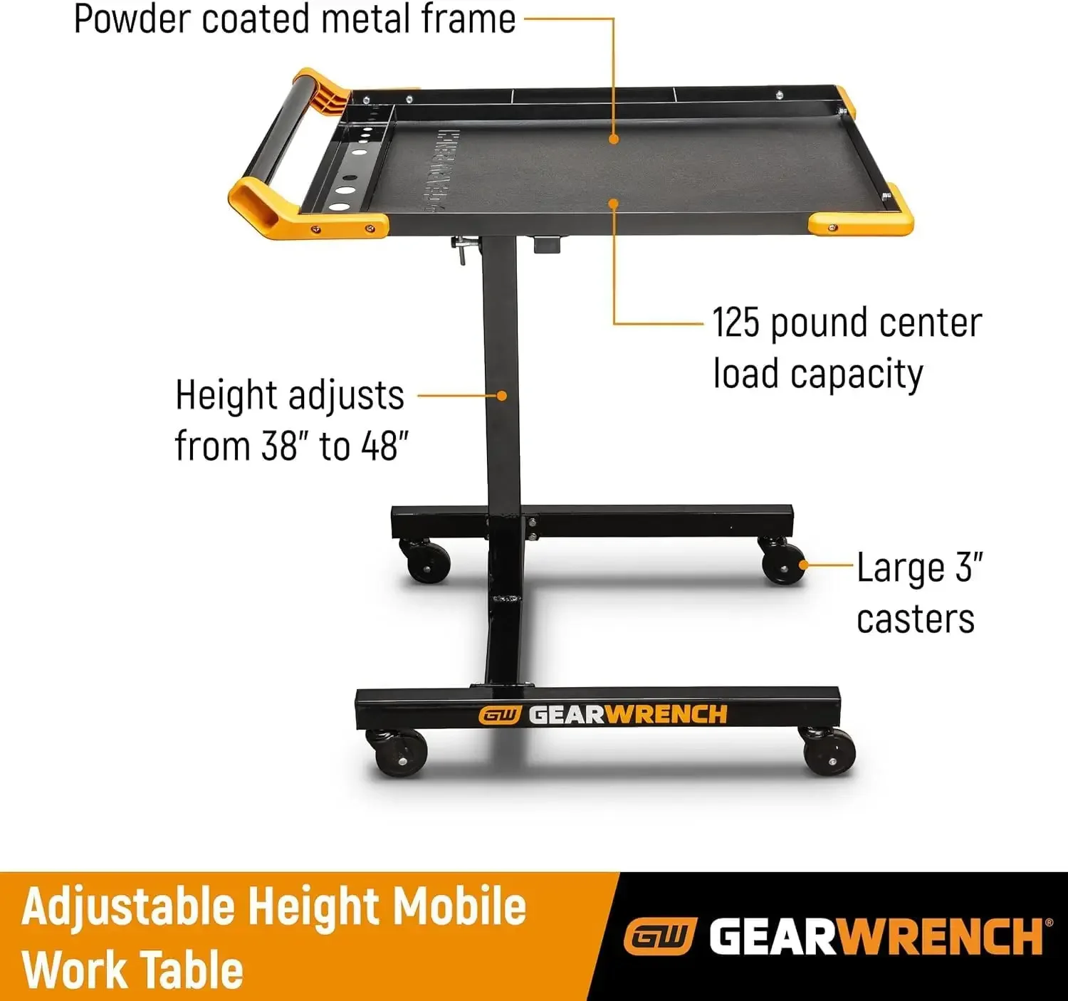 Adjustable Height Mobile Work Table 35 To 48