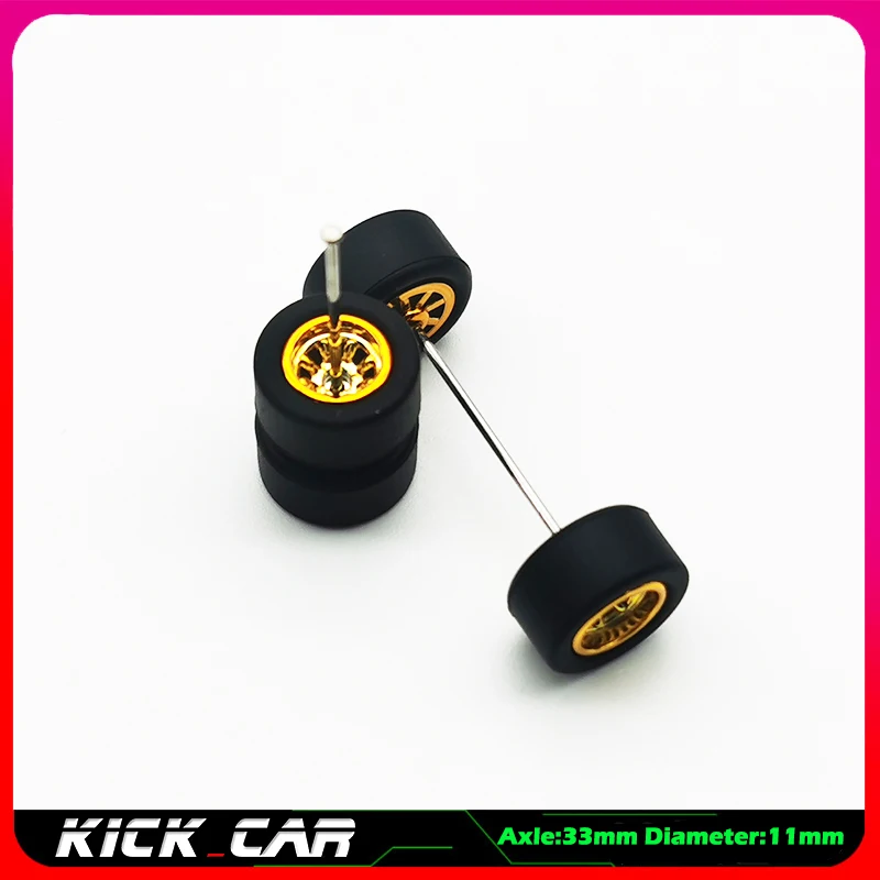 Metallic Color 1/64 Wheels With Rubber Tires 1 Set(4pcs) Plastic Basic Modified Parts Vehicle Toy For Hotwheels Tomica Mini GT