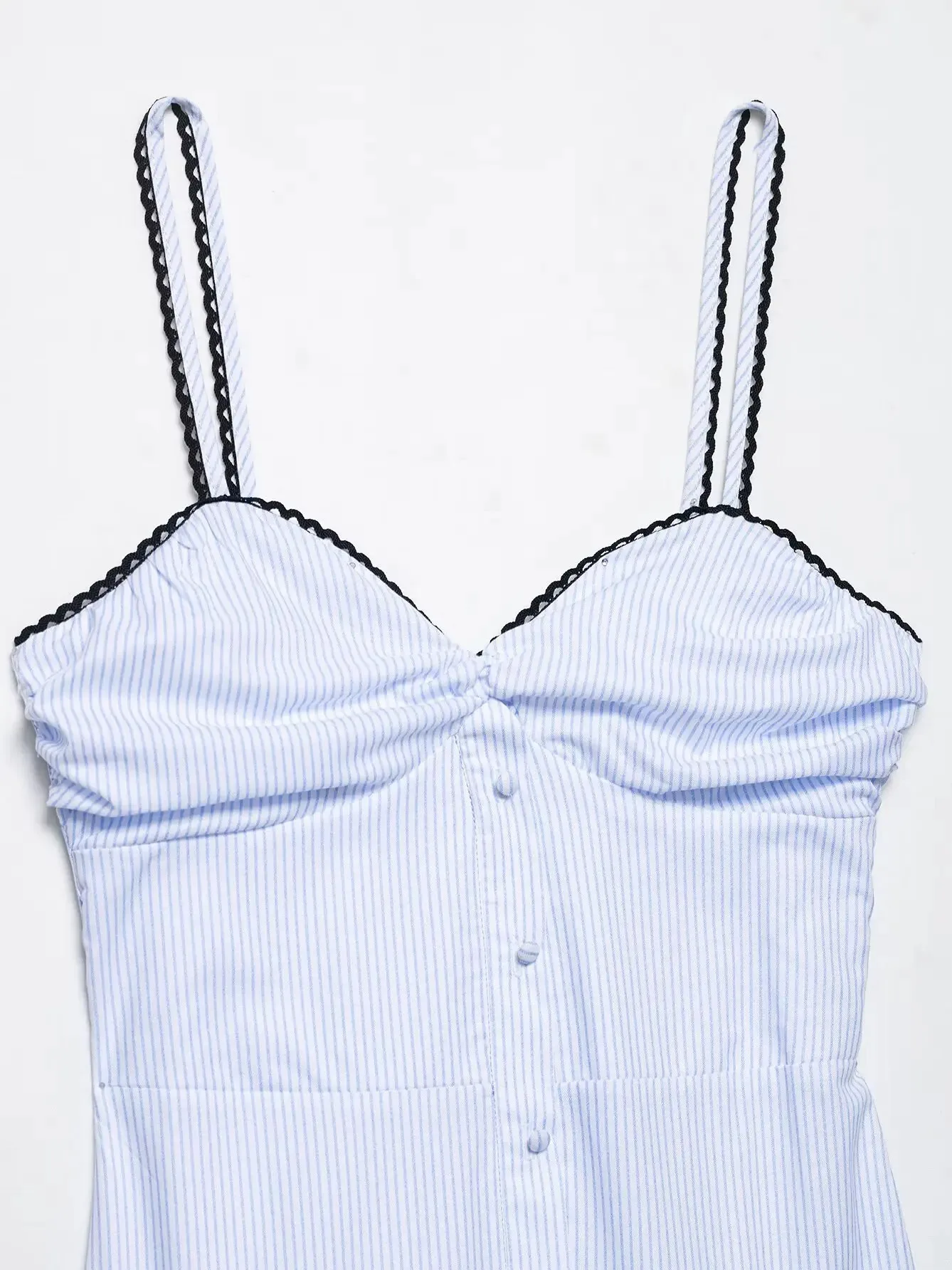 Novedad de verano, vestido Midi informal a rayas sin mangas con tirantes y espalda descubierta para mujer, vestidos de moda para mujer WMA8