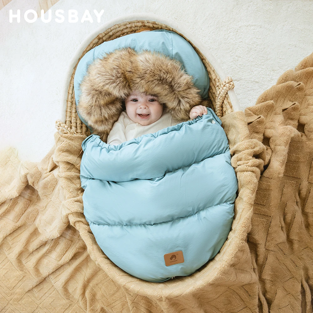 Baby Sleeping Bag In Stroller Winter Windproof Fur Collar Removable 2 Styles Footmuff 0-36 Months For Cart & Basket Newborn