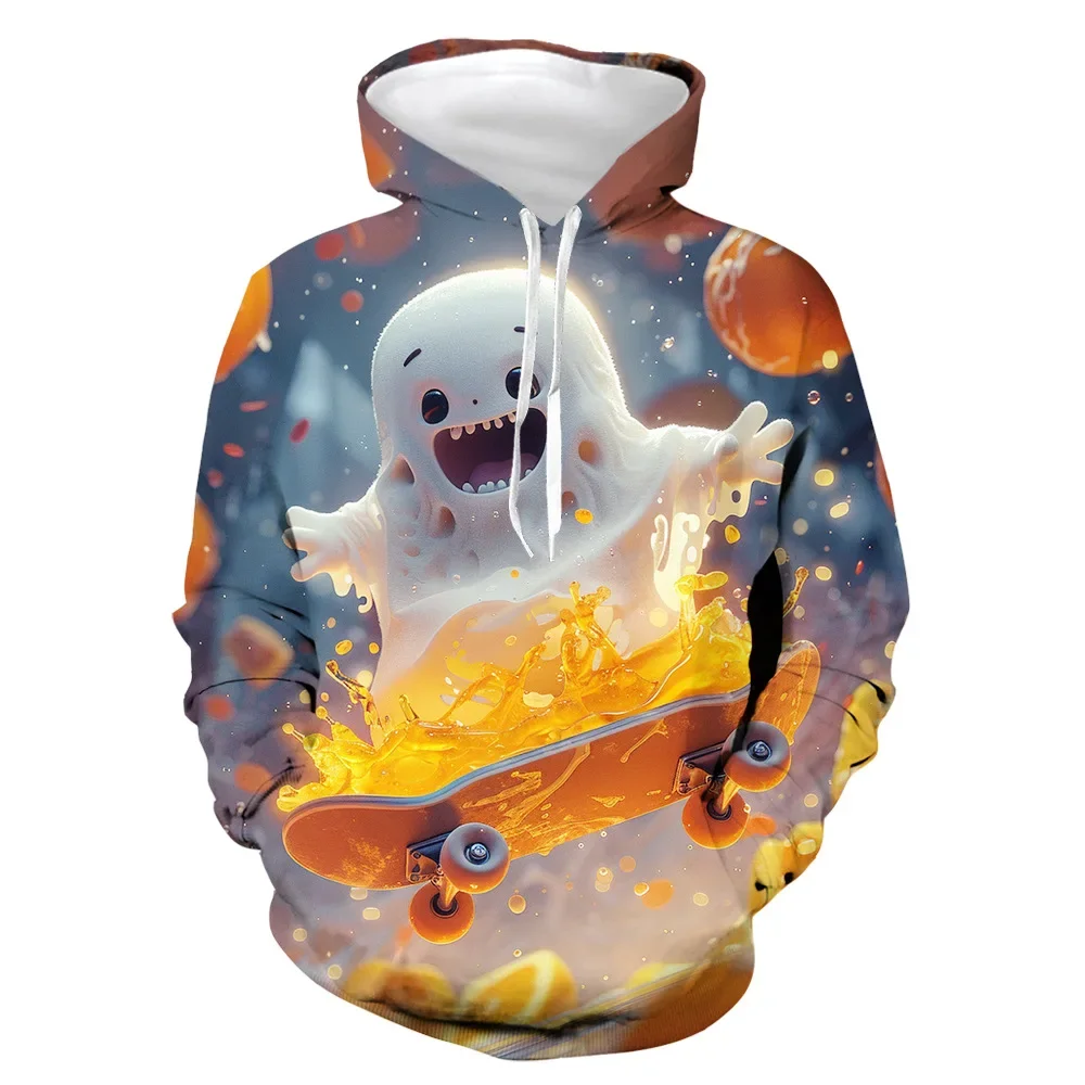

2024 Halloween Cute Ghosts Pattern Hoodie 3D Print Hooded Sweatshirt Fashion Creative Funny Streetwear Kid Hoodies Boys Pullover