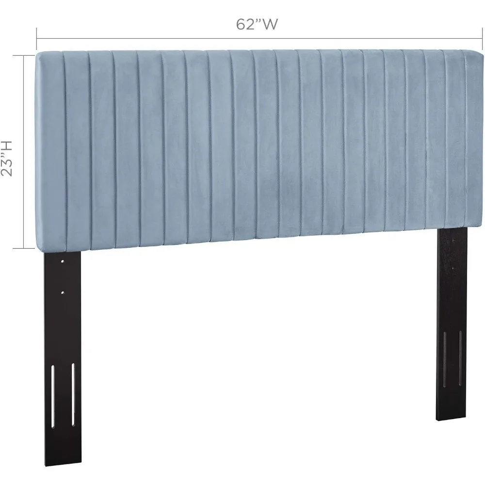 لوح رأسي مخملي معنقدة بقناة Modway Keira باللون الأزرق الفاتح/حجم كوين #2