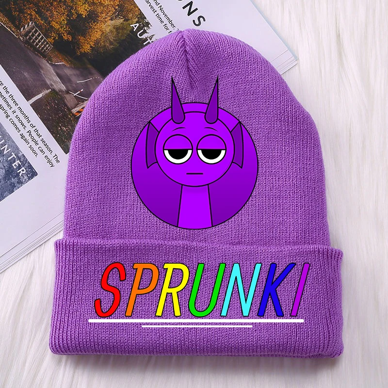 Nuovo Sprunki Cappelli lavorati a maglia per bambini Gioco di cartoni animati Figura Berretto lavorato a maglia stampato Ragazzi Inverno All'aperto Berretti di lana caldi Regalo di compleanno per bambini