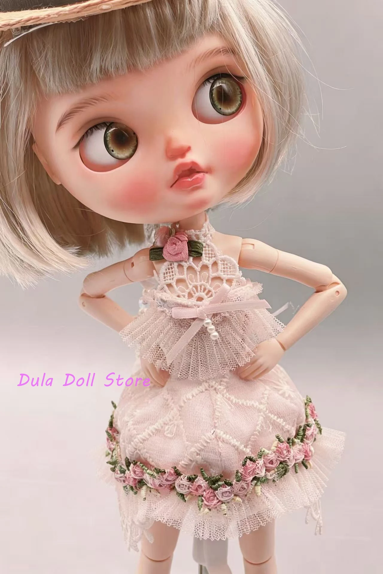 

2026 Dula Doll Clothes Floral dress with black cloak set for Blythe Landoudou Landazz ob24 ob22 Doll
