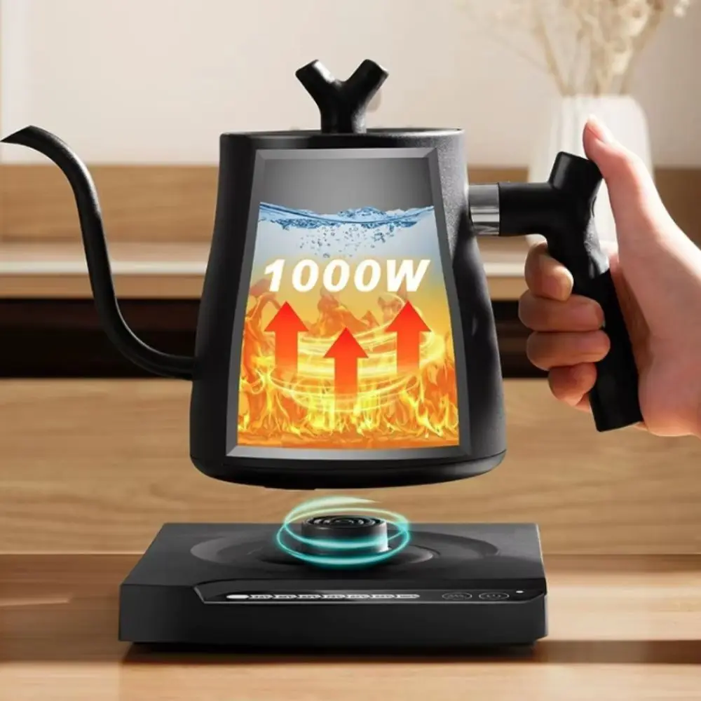 1000ML Goose-neck Electric Kettle Stainless Steel Smart Temp Control Electric Water Pot with Heated Base Fast Heating