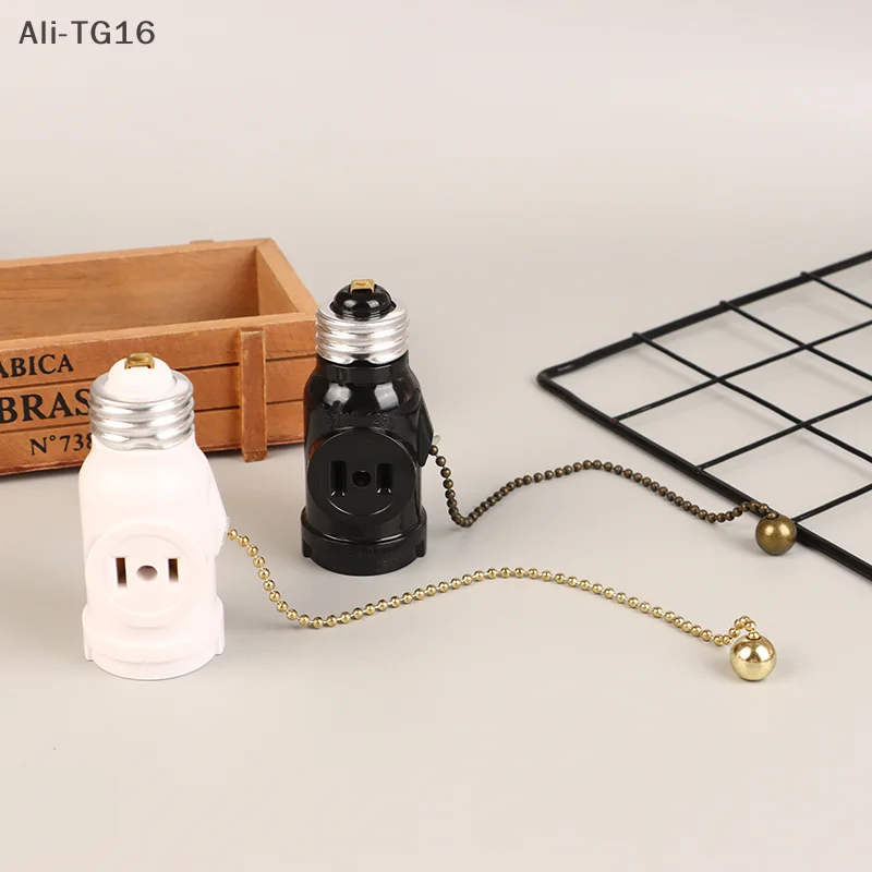 أبيض أسود الباكليت L5-15R الولايات المتحدة إلى E26 ضوء لمبة المقبس مع 15 سنتيمتر سحب سلسلة التبديل أمريكا حامل مصباح تحويل قاعدة