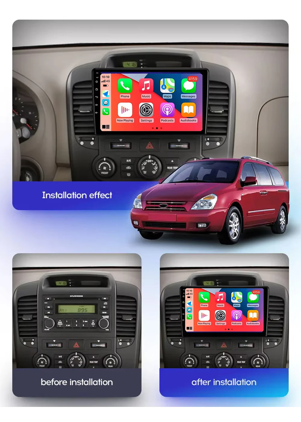 Android 14 For KIA Carnival VQ 2006-2014 2K QLED Android Car Radio Multimedia Video Player AI Voice CarPlay GPS Head Unit Stereo