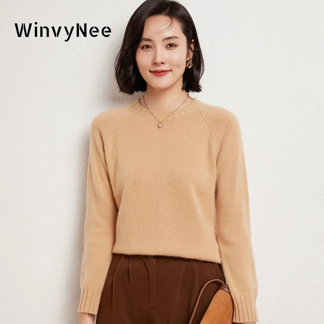 WinvyNee Merino Wool Sweater Women Clothing O Neck Long Sleeve Tops Casual Outerwear Soft Warm Knitted Pullovers Winter A1263021