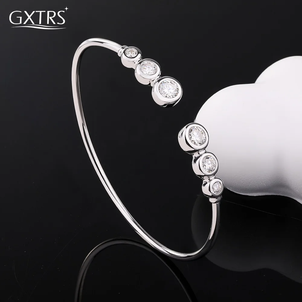 

GXTRS Real Moissanite Bubble Bangles For Women 925 Sterling Silver Lab Diamond Bracelets Gifts 18K Plated Fine Jewelry Certified