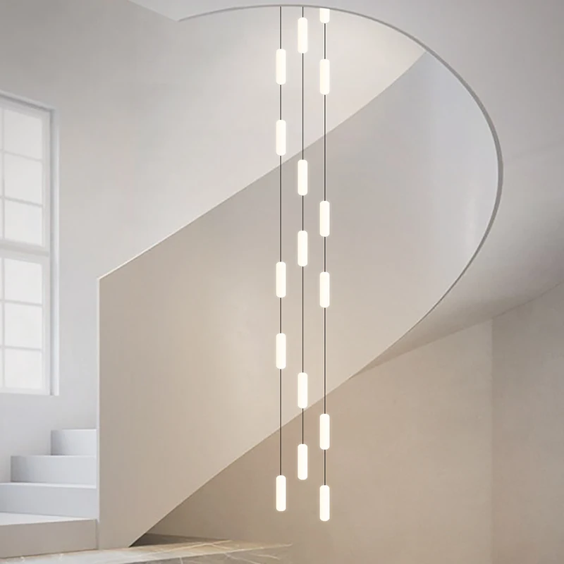 nordic long duplex edificio led lustre lampada escadaria mesa de jantar sala de estar villa iluminacao interior 01