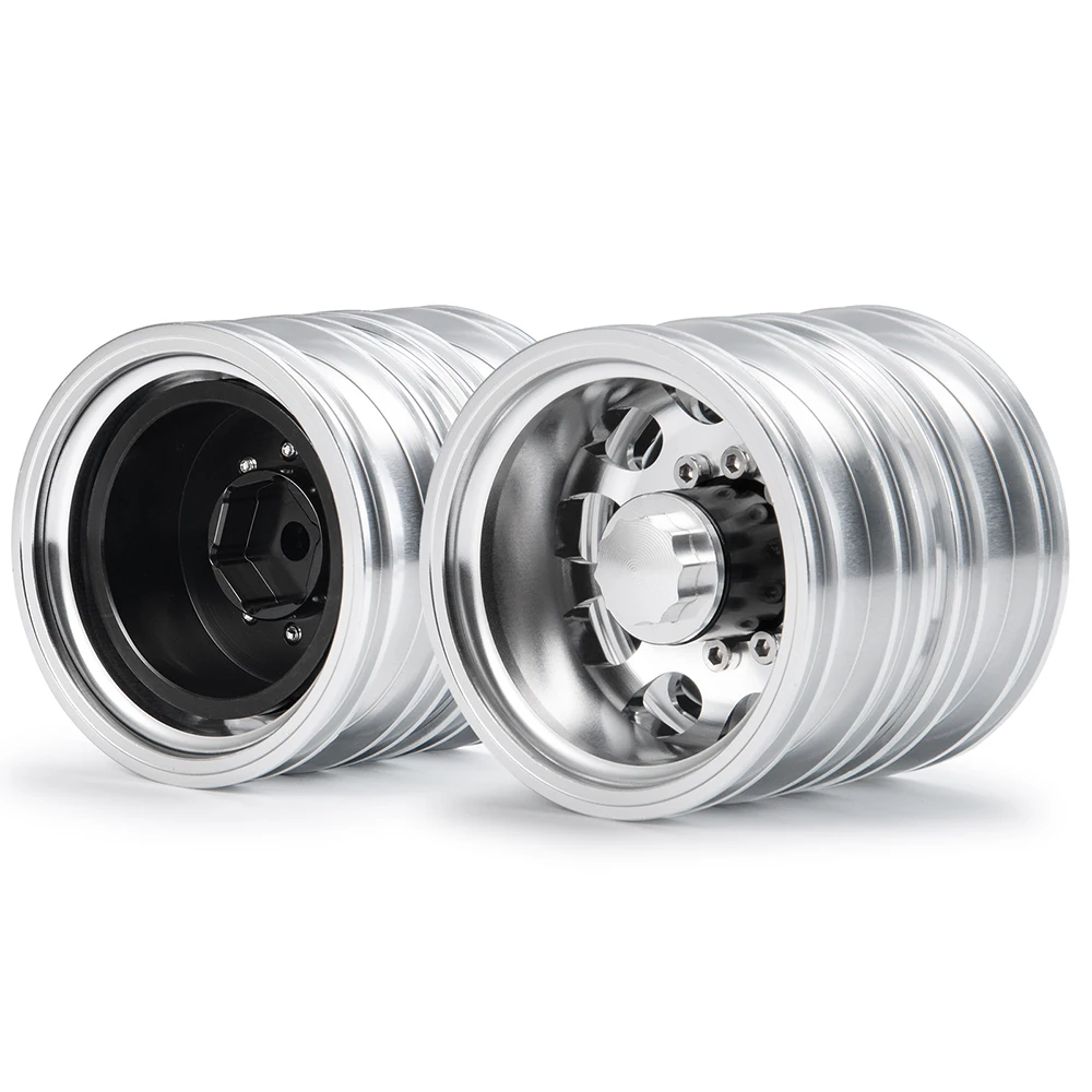 TRINOOD 4 stuks Achterwiel Hub Aluminium Hex Wielen Velgen voor 1/14 Tamiya RC Truck Auto Wielen Onderdelen