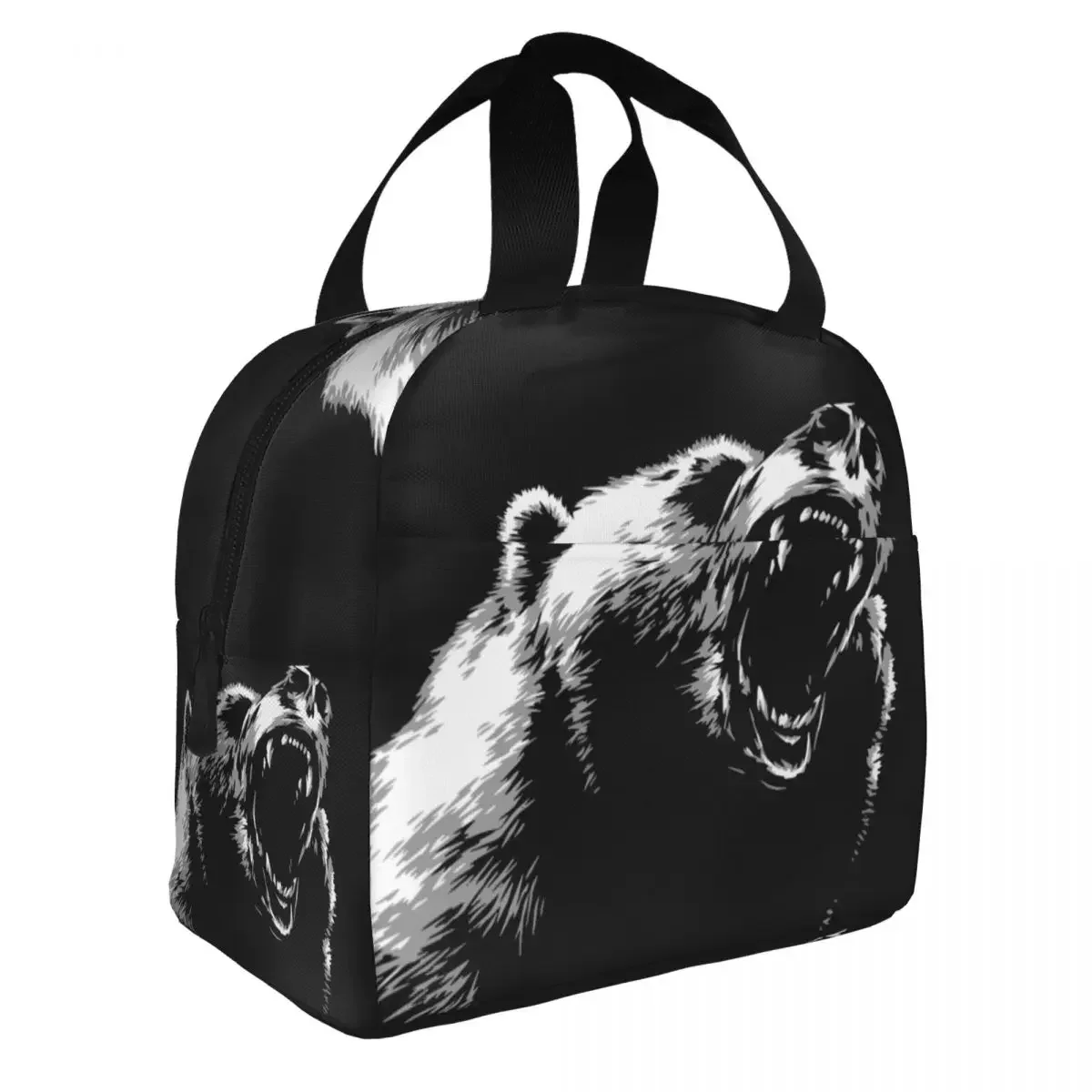 Angry Bear-fiambrera térmica portátil para niños y mujeres, bolsa de almuerzo para la escuela y la Oficina, bolsas de mano con aislamiento térmico