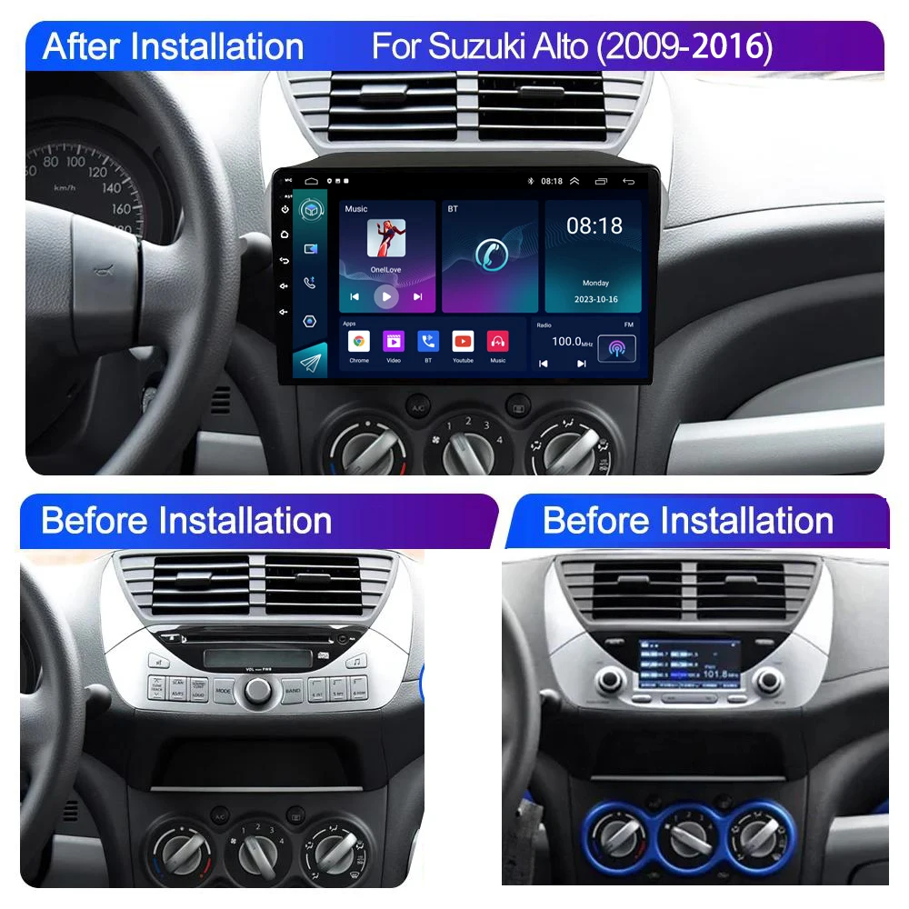 Android 13 6G+128G Carplay Car Radio For Suzuki Alto 2009 - 2016 2Din 8core BT FM Stereo Video Multimedia Player  GPS Navigation