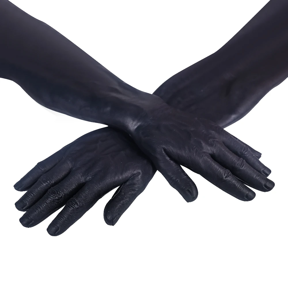 

Black Realistic Halloween Macho Male Fake Silicone Hands Sleeves For Man Reusable Natural Fake Hand Gloves With Muscle Arms