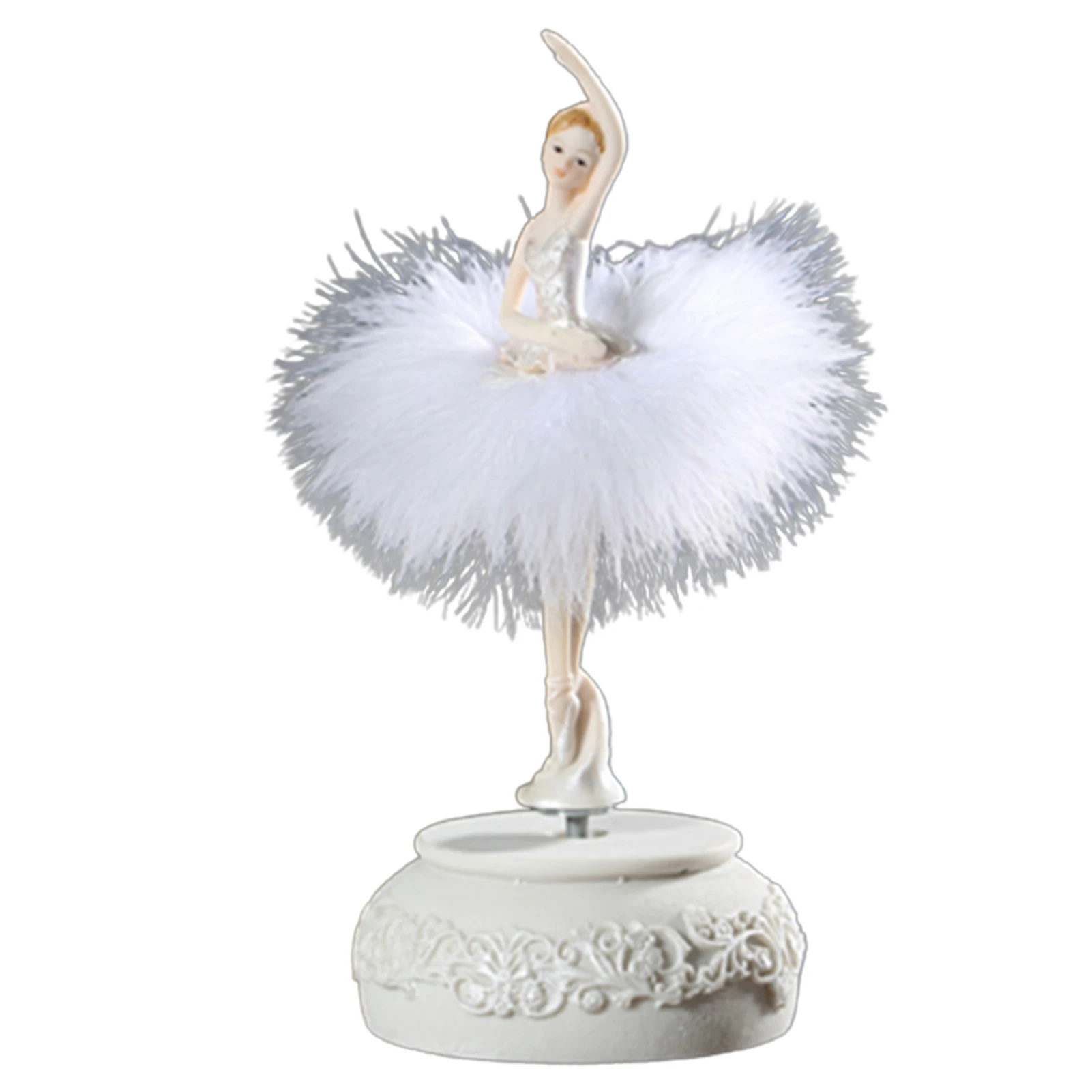 Ballerina Rotating Music Box Ornament With Plume Skirt Durable Long Lasting Finer Details Best Gift For Women Girls