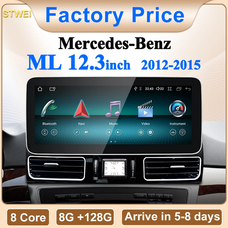 

New 12.3inch Android13 Wireless CarPlay AUTO For Mercedes Benz M Class W166 ML250 350 Car Video Players GPS Multimedia Screen