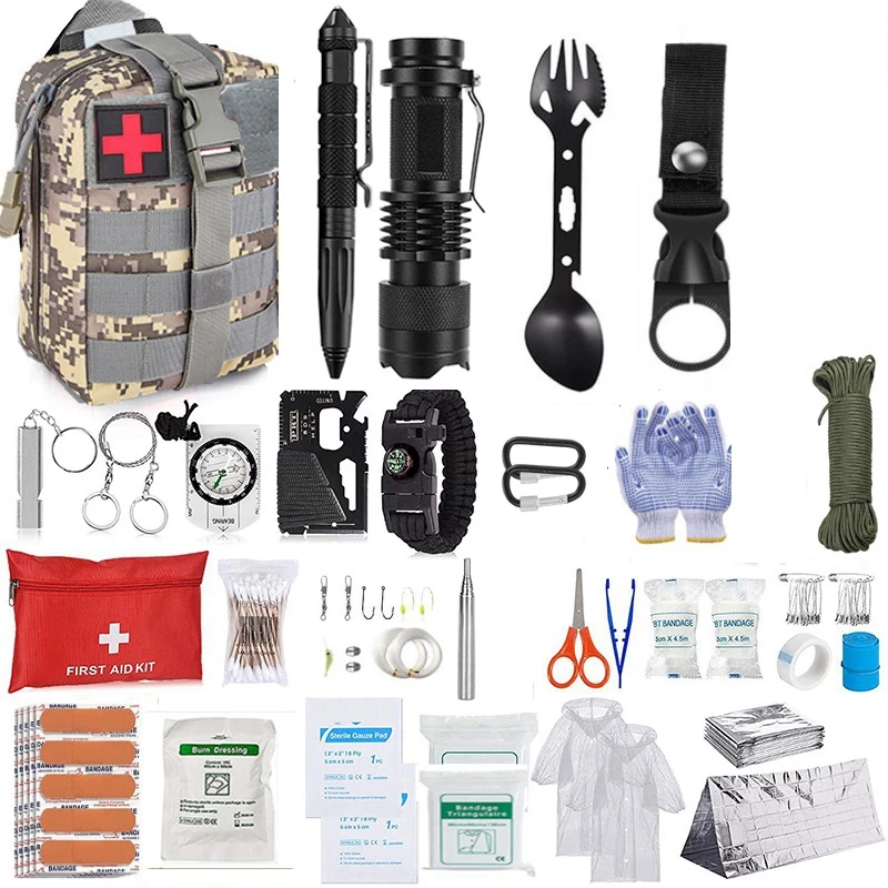 Imagem -02 - Tactical Gear Survival Kit Outdoor Camping Kit de Primeiros Socorros Suprimentos Multifuncionais Presente para Marido e Namorado