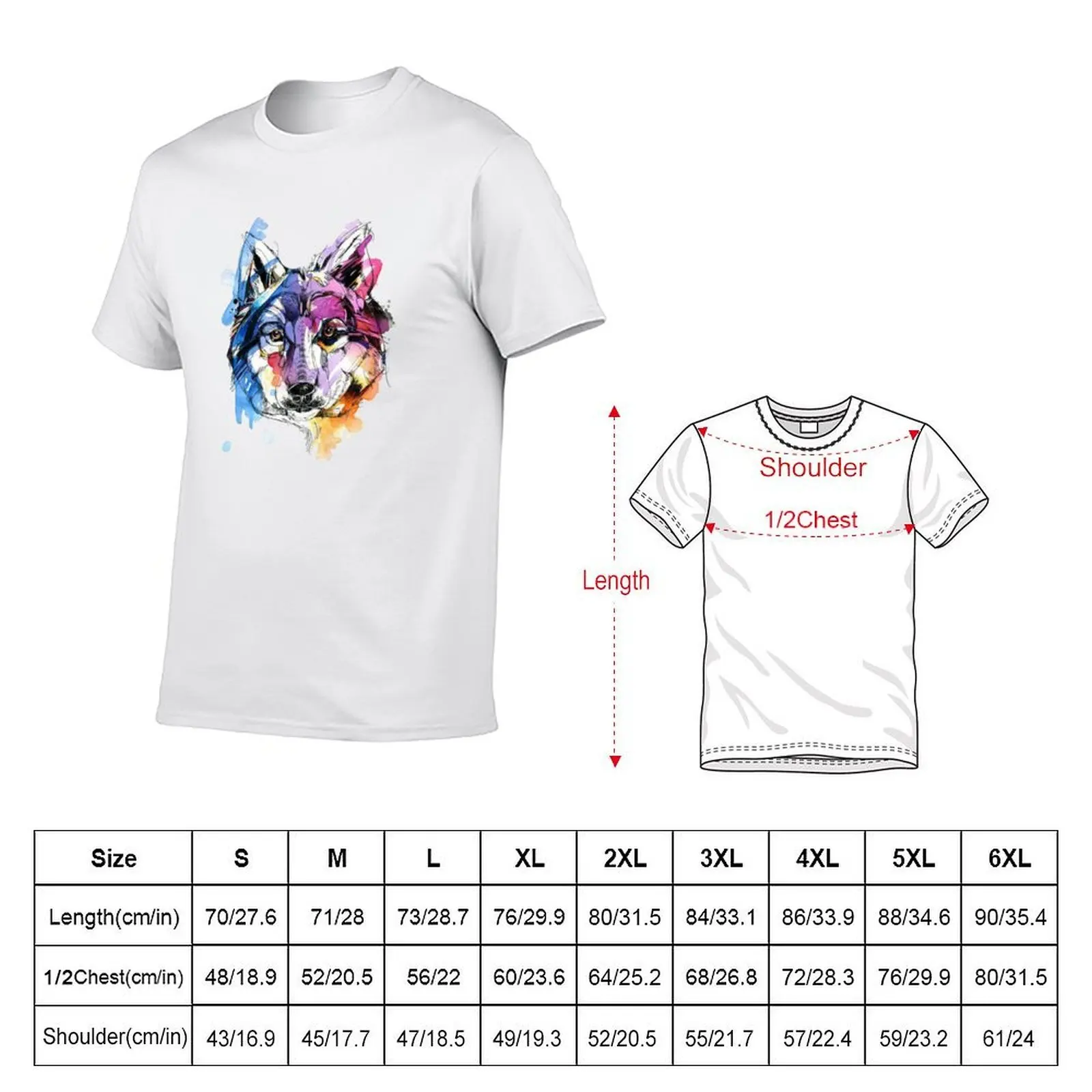 colourful Wolf T-Shirt summer shirt for a boy men t shirts high quality