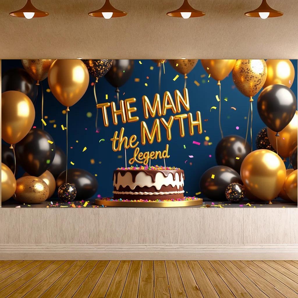 The Man Myth The Legend Backdrop Banner Party Balloon Decorations Celebration Supplies Background Birthday Decors Cake Props