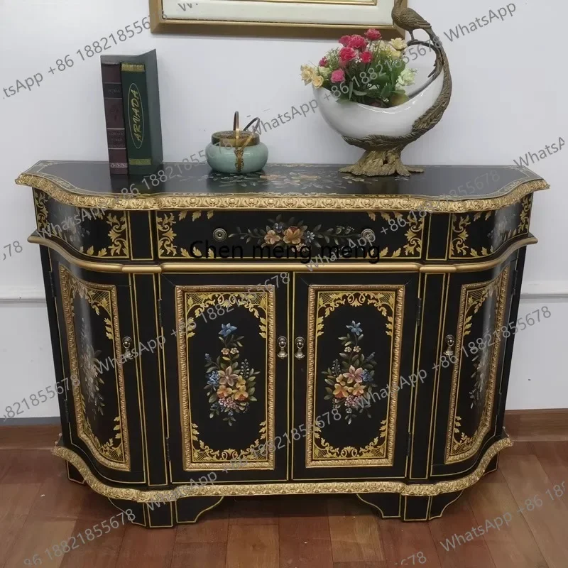 

z24European painted dining side cabinet French retro storage entry decorative shoe cabinet white entrance cabinet living room wa