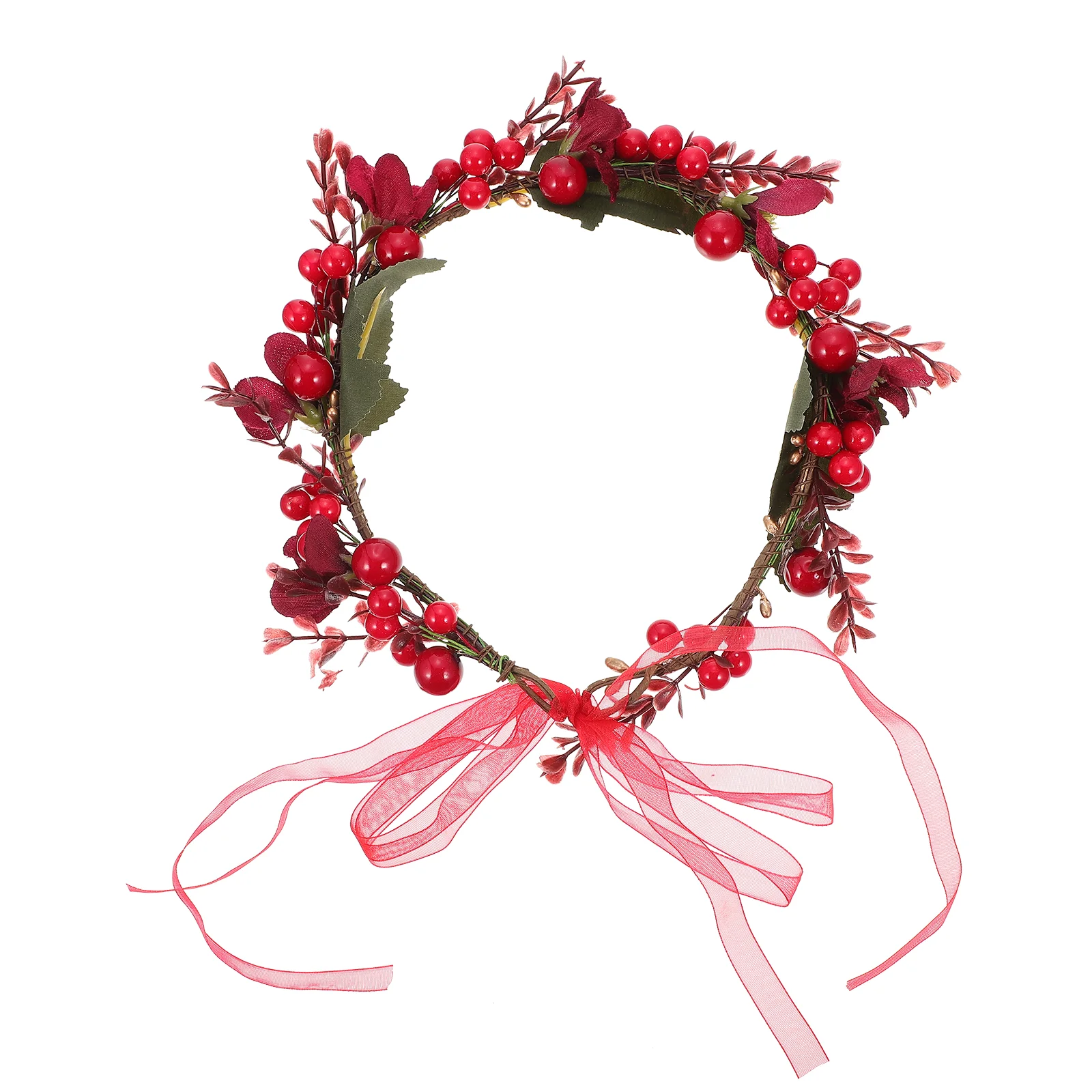 

Christmas Wreath Simulation Headdress Headgear Berry Delicate Ribbon Wedding Bride Unique Adorable Decoration