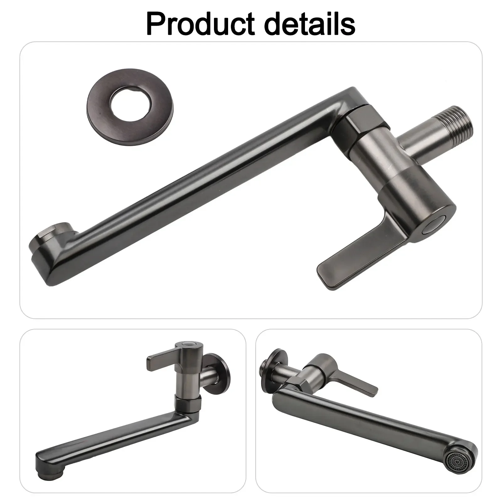 Rubinetto per acqua fredda dal design elegante per montaggio a parete con portata estesa e funzione di rotazione adatto a tutte le attività di pulizia