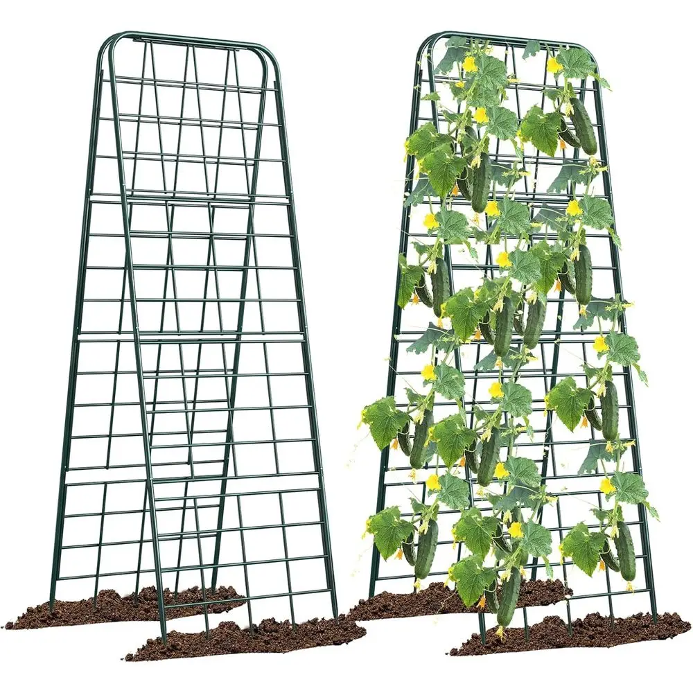 50x17 Heavy-Duty Adjustable A-E Garden Trellis, Rust-Resistant Metal for Dense Vine Growth (Green, 2 Pack)