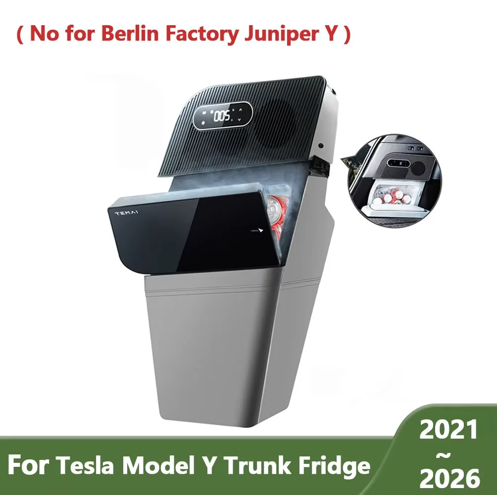 Nevera con Compresor de 15L para Tesla Model Y 2021-2026, Refrigerante y Control Táctil de Temperatura, para 5 Asientos, Ideal para Camping - No Compatible con Berlin Factory Juniper