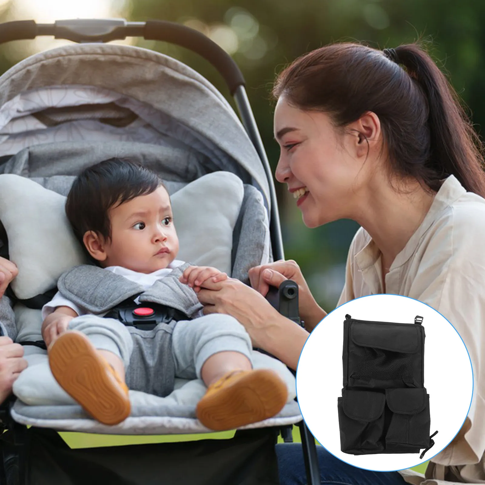 Large Capacity Universal Stroller Organizer Bag for Infant Pushchair Pram Bottom Basket Baby Essentials Storage Hanging Mesh