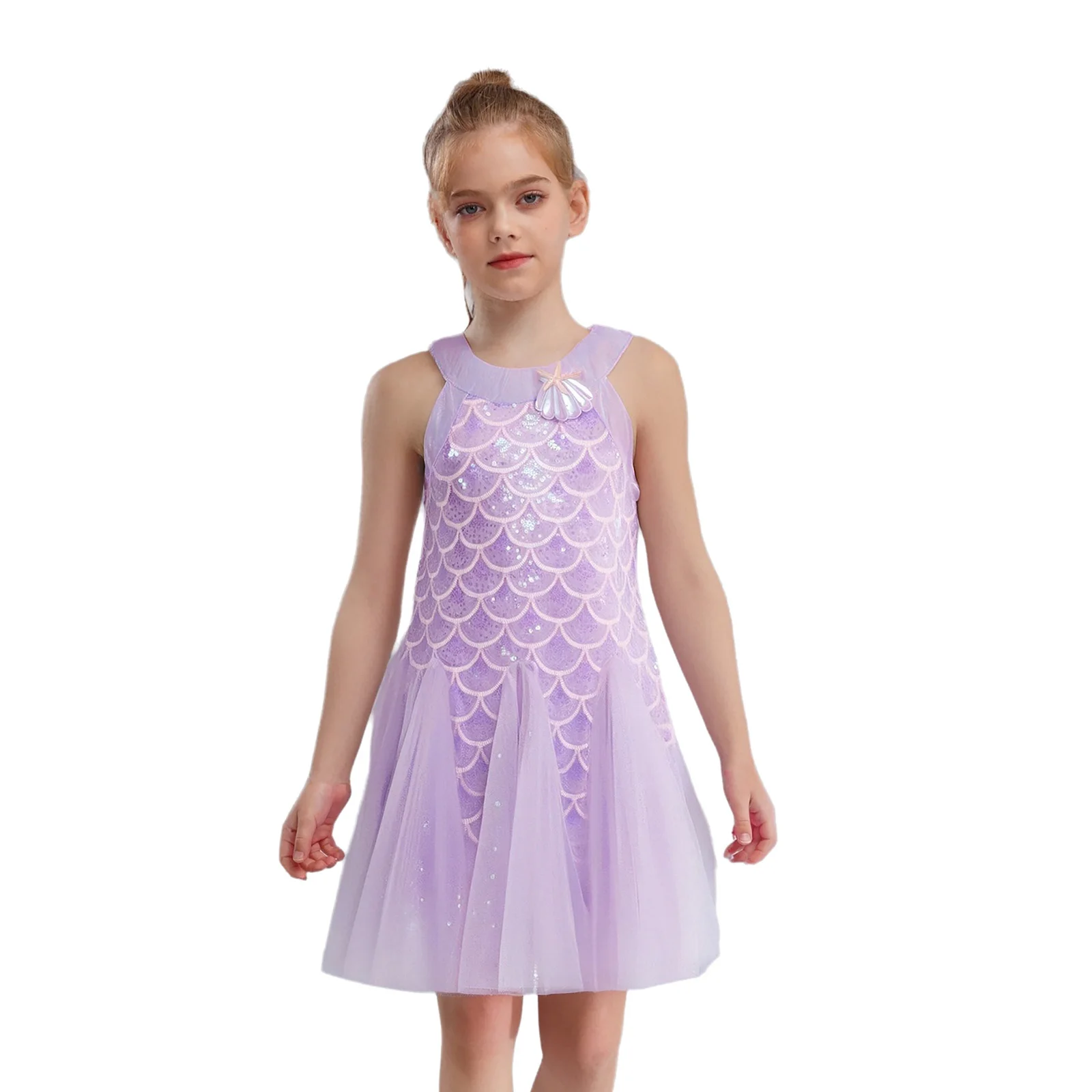 

Блестящее платье русалки с блестками и рыбьим хвостом, блестящее платье с лямкой на спине и принтом рыбьей чешуи для фотосессии на день рождения