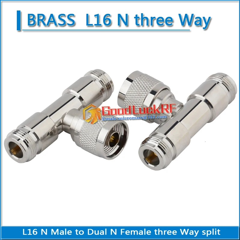 

N 3 Way Coax Splitter Adapter Socket T-Type N Male Jack To 2 Dual N Female lengthen Plug Nickel Plated Brass RF Coaxial Adapters