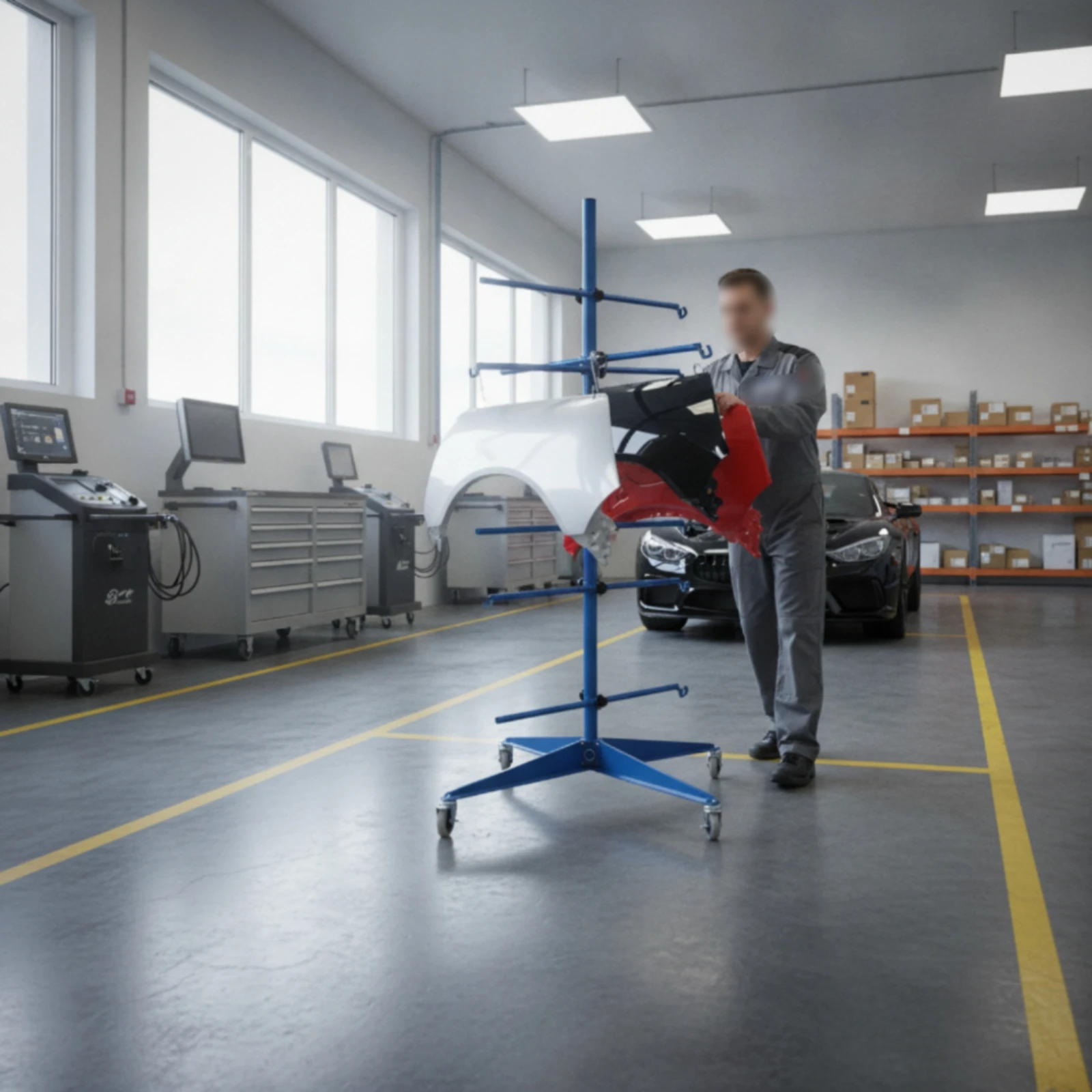 Auto Body Paint Stand with Clamps Mobile Auto Body Panel Holder with Wheels Car Panel Stand with Wheels Easy Mobility Stable - view 5