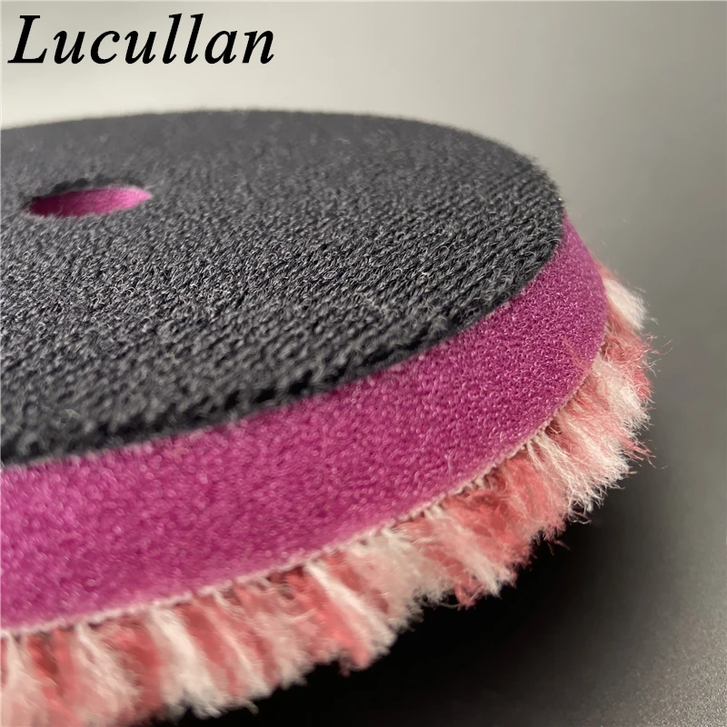 Lucullan Premium Super Soft 5\'\' Hair Side Detailing Buffing Sponge DA Polisher Use Wool Cuting Pad