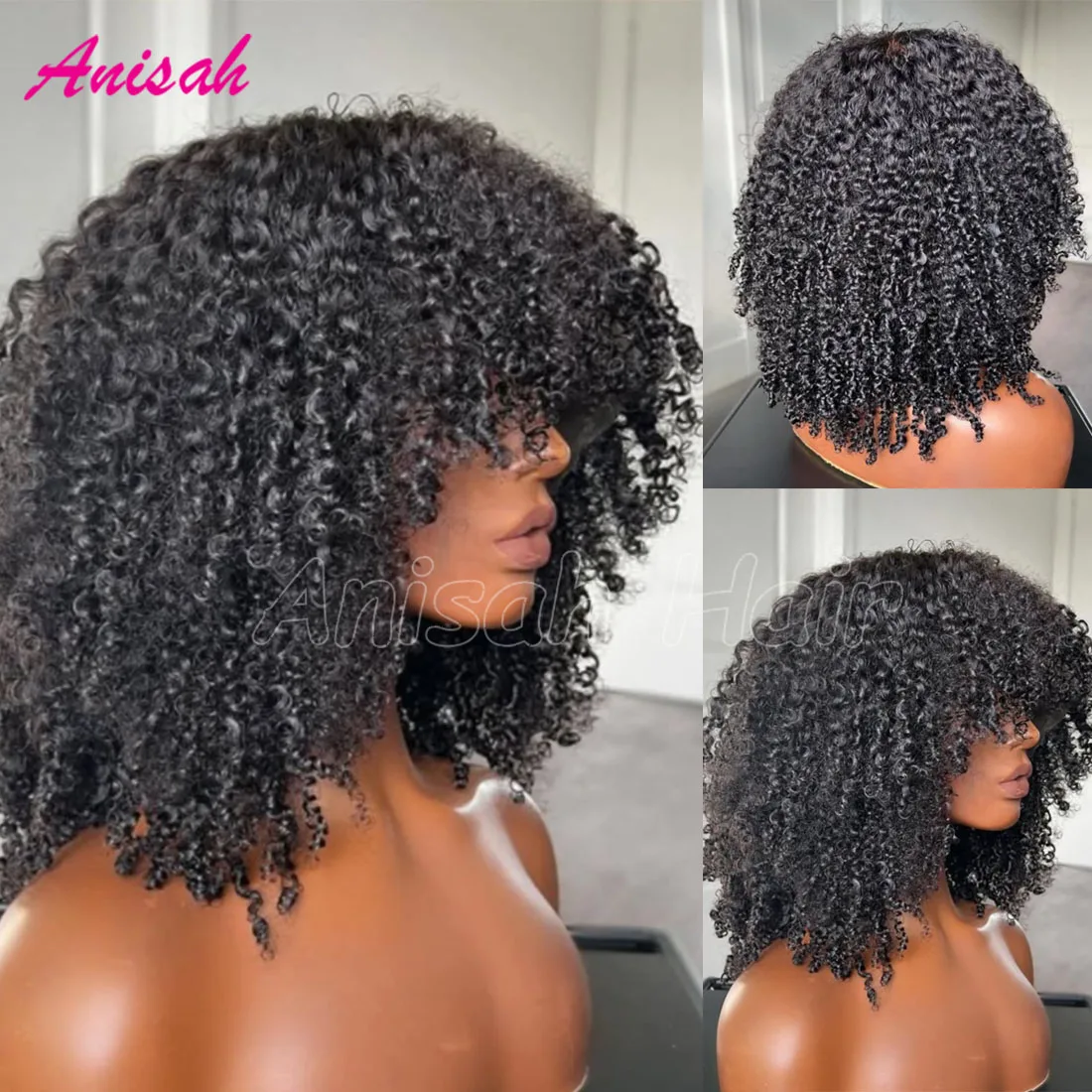 

250 Density 13x4 Afro Kinky Curly Lace Frontal Wig Glueless 100% Human Hair Wigs Curly Human Hair Lace Closure Wig For Women