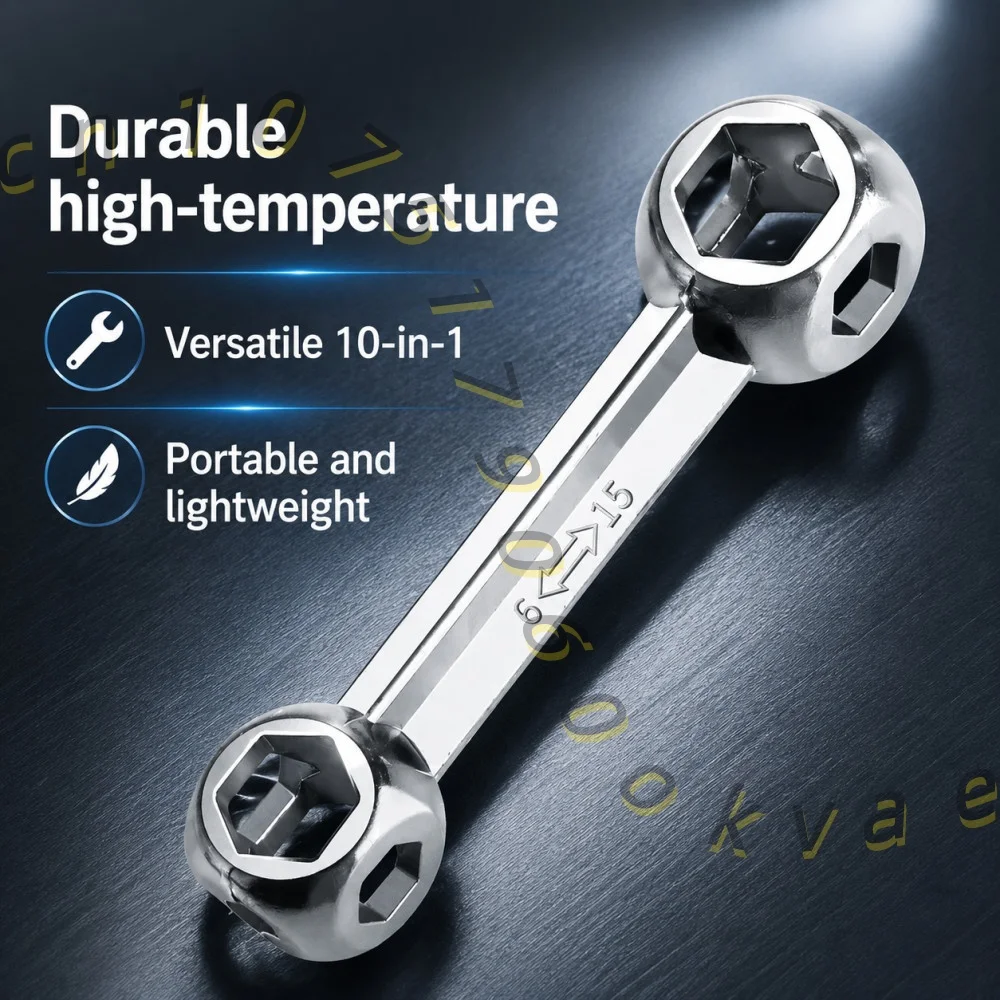 10-in-1 Bone Wrench Multi-Tool Portable Bicycle Repair Spanner Hexagonal Socket Wrench Tool 6-15mm for Bike Maintenance
