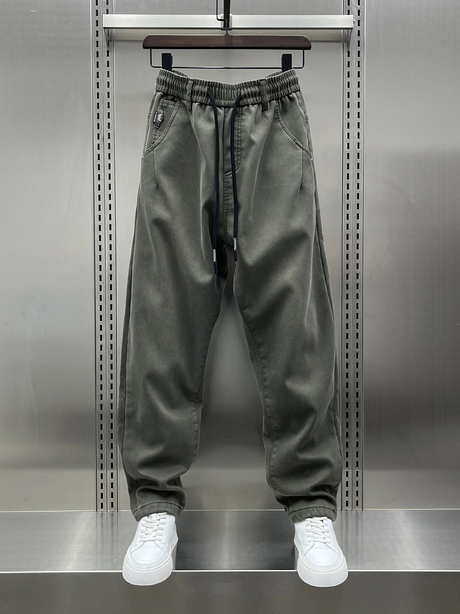 

Мужские утепленные брюки-буткэт с флисовой подкладкой, молодежные, в корейском стиле, повседневные, осенне-зимние, теплые, однотонные