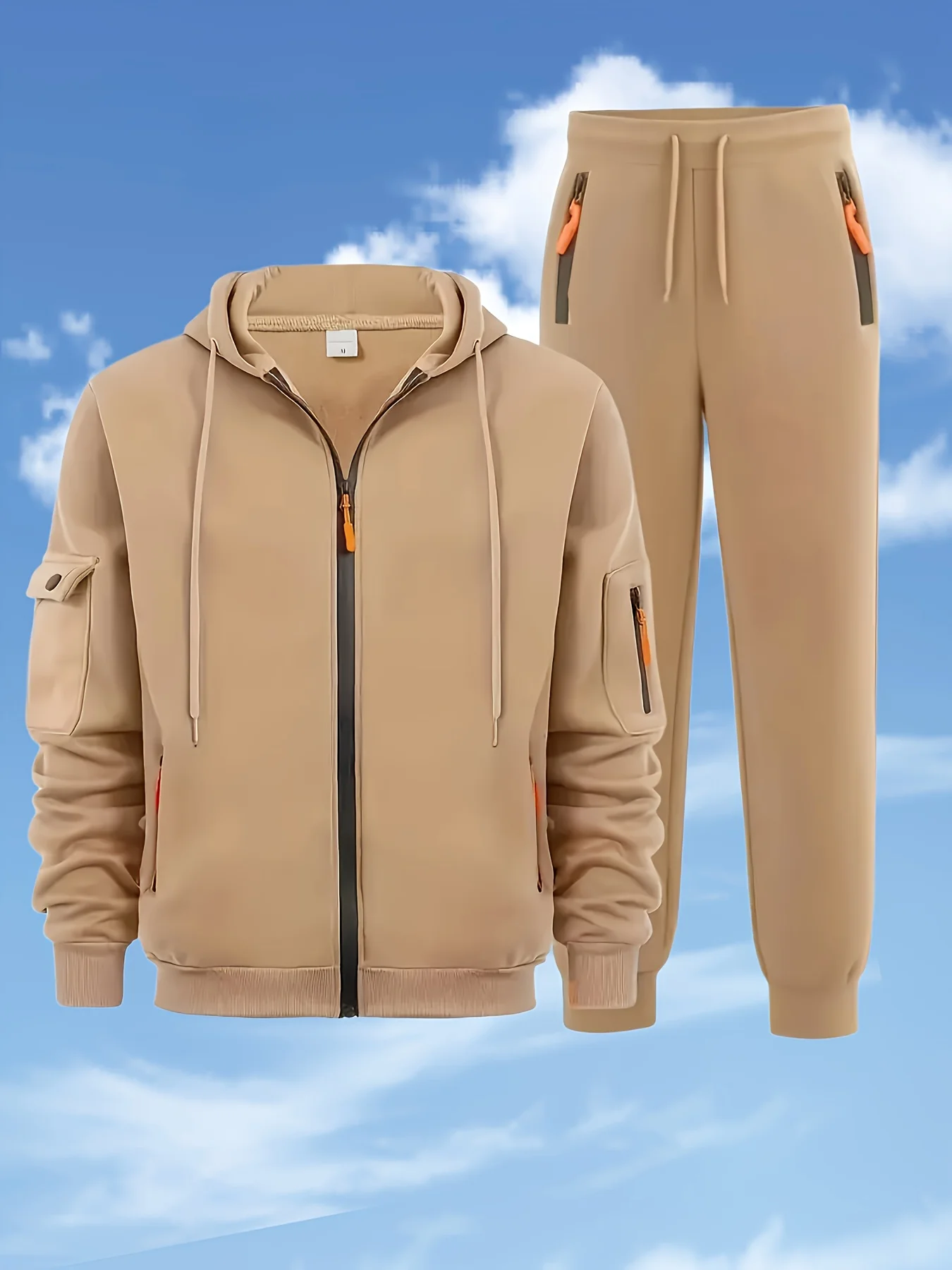 Men's Casual Hooded Sweatshirt Set Streetwear Fitness Autumn Winter Sports Outdoor Trendy Combo with Pants Sporty Street Style