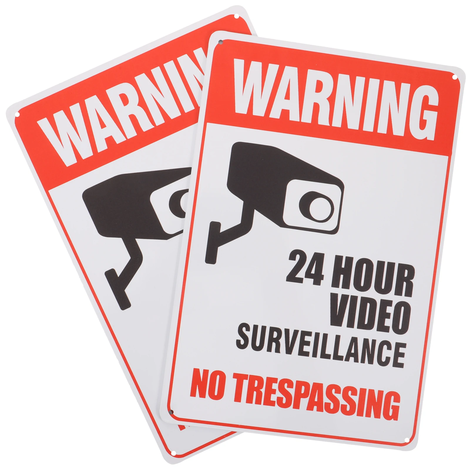 

2 Pcs Warning Sign Wall Decoration Security Camera Vintage Monitoring Iron Alert No Trespassing Caution Travel