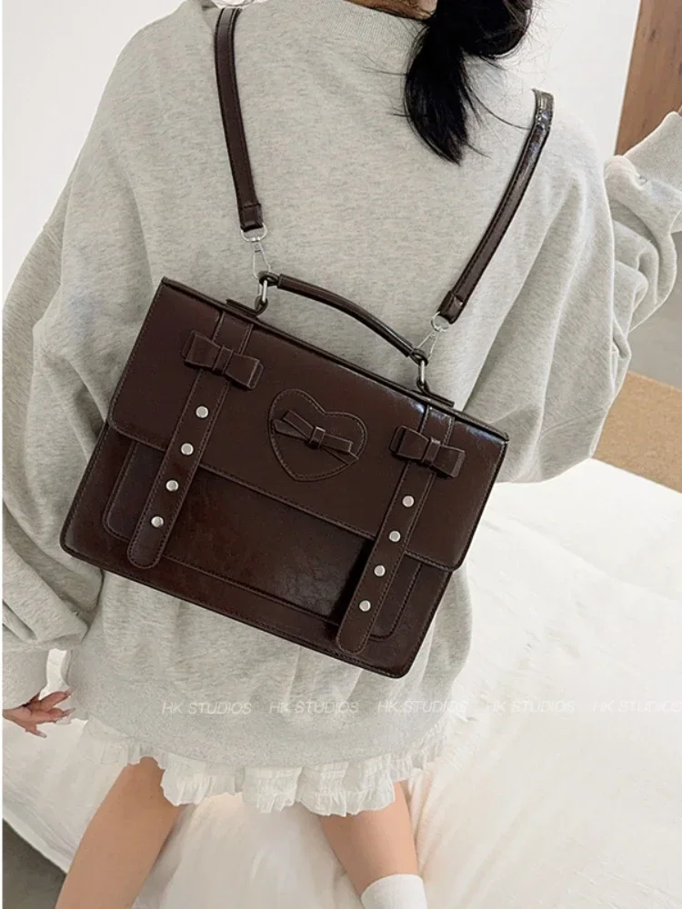 

Japanese College Style JK Lolita Bag Female 2024 New Wave Summer Retro Backpack Large Capacity Commuter Postman Bags