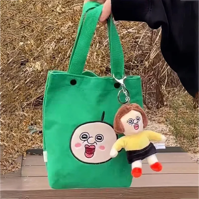 2024 New Cute Bbang Bbang Canvas Bag Cartoon Anime Plush Kawaii Creative Embroidery Handbag Girls Birthday Gifts