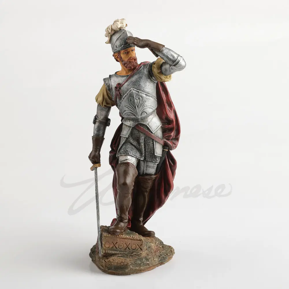 Medieval Conquistador Warrior Resin Statue Spanish Explorer Knight Figurine Historical Soldier Sculpture Home Decoration Gift